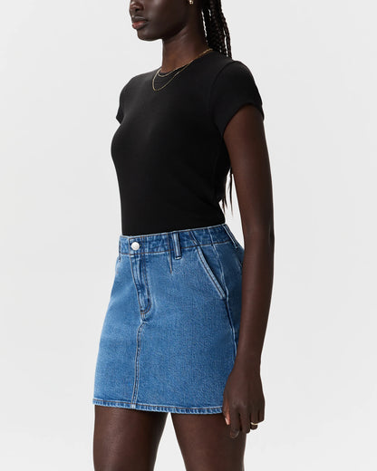 Stretch Denim Mini Skirt - 24 / Obsidian Blue