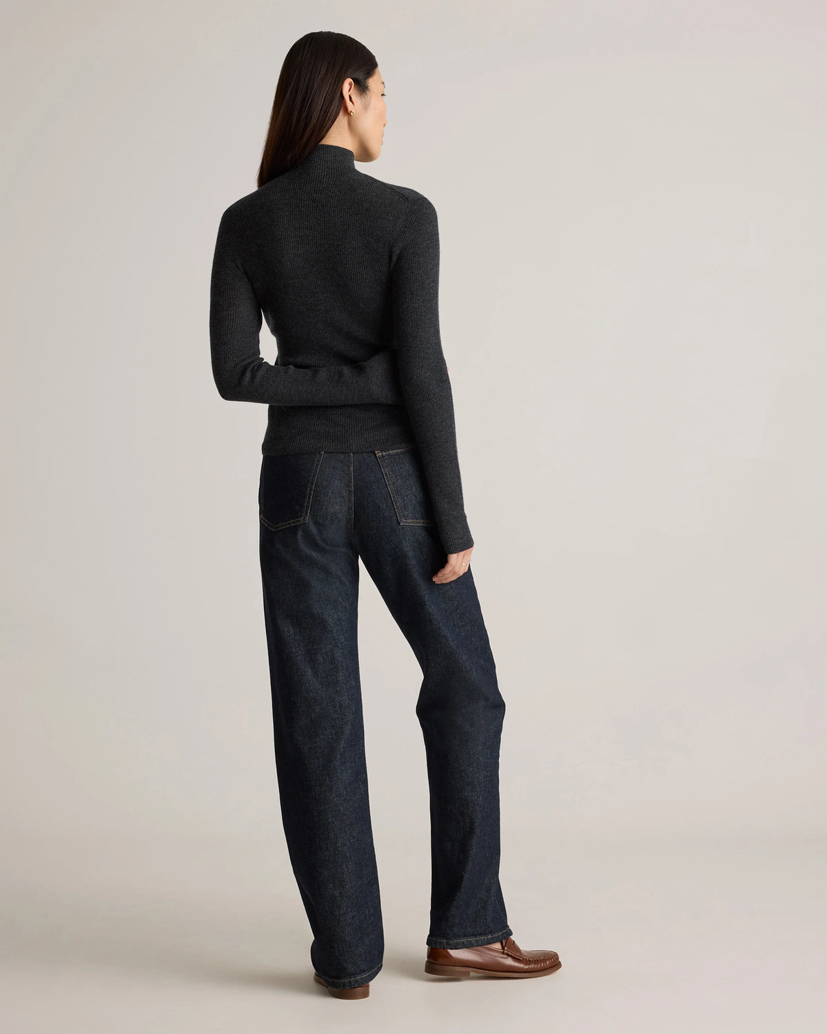 Featherweight Cashmere Ribbed Mockneck Sweater - XS / Deep Navy