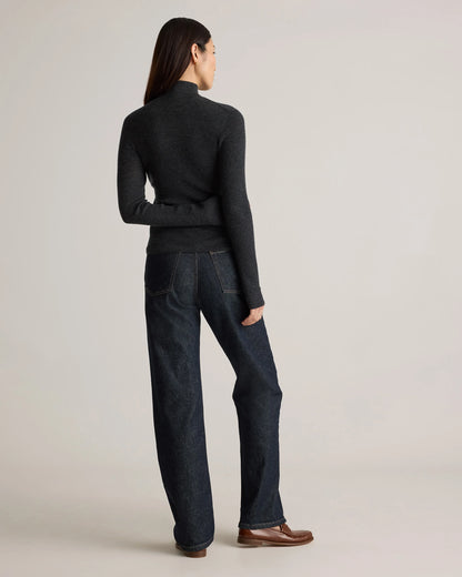 Featherweight Cashmere Ribbed Mockneck Sweater - XS / Deep Navy
