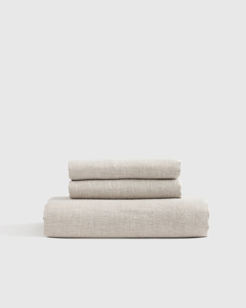 European Linen Chambray Fitted Sheet Set - Twin / Natural