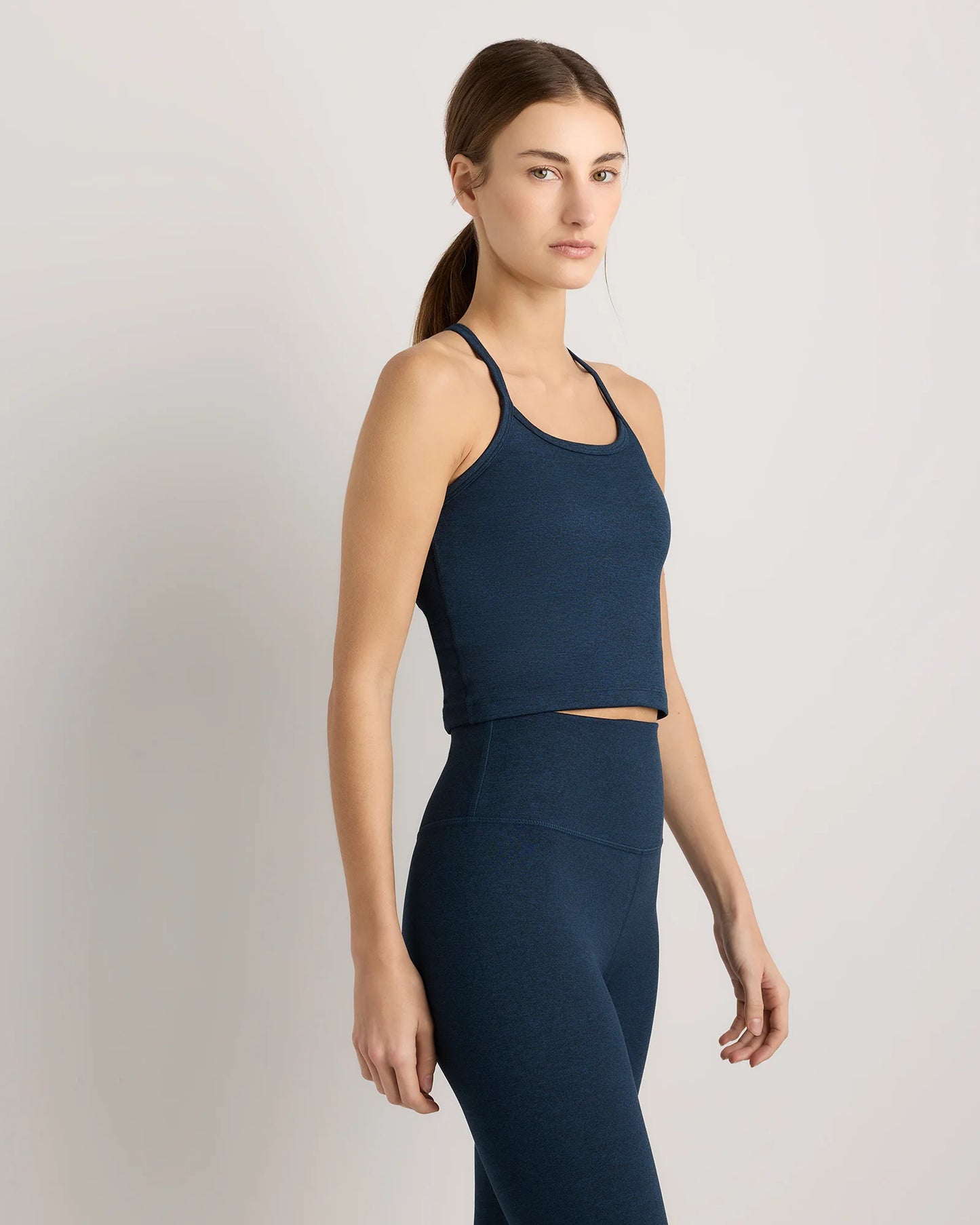 Ultra-Soft Y-Back Cropped Bra Tank - XS / Heather Black