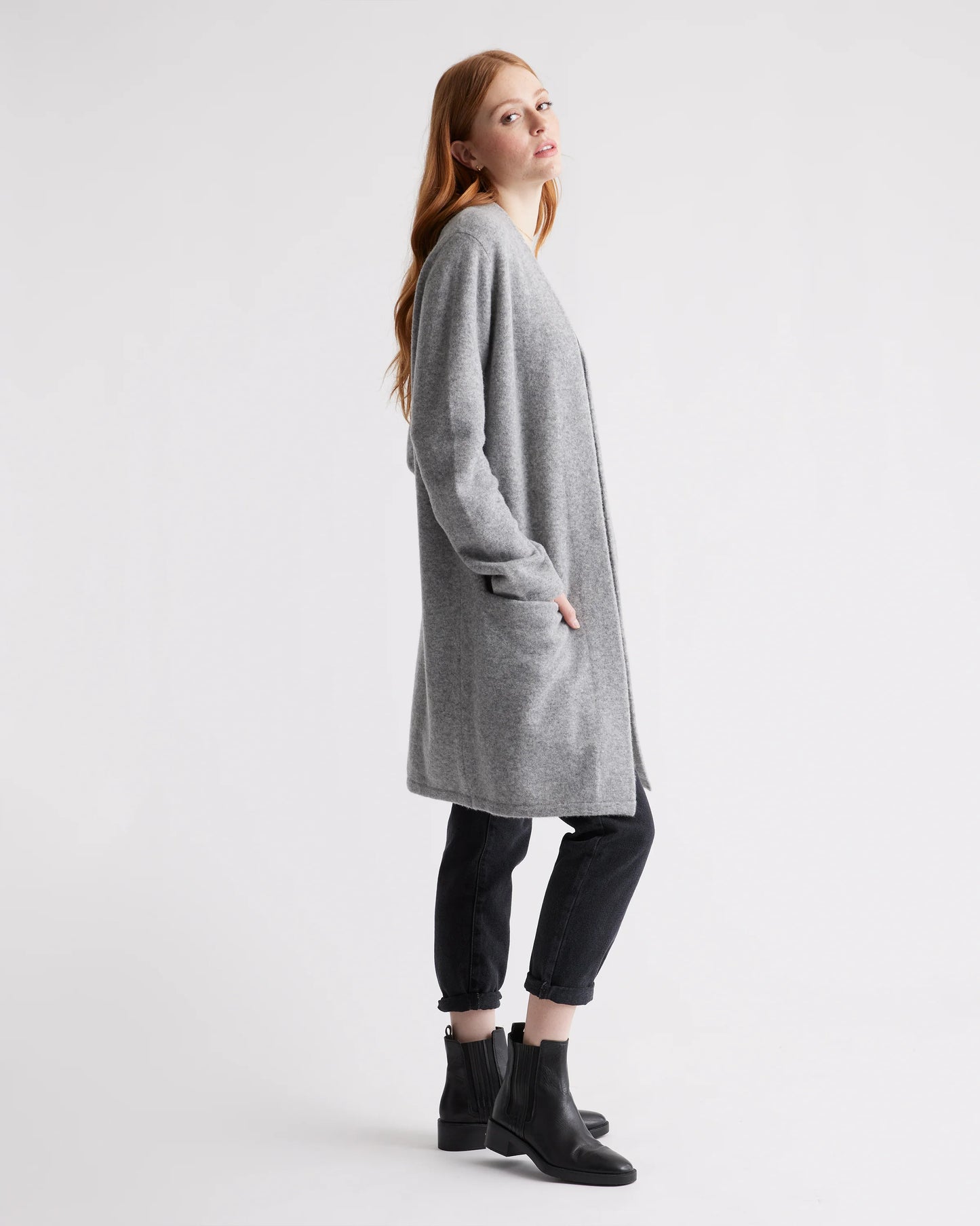 Superfine Merino Wool Sweater Coat - XS / Heather Grey