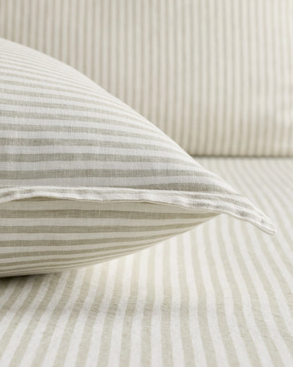 European Linen Stripe Euro Sham - Euro / Natural/White Stripe