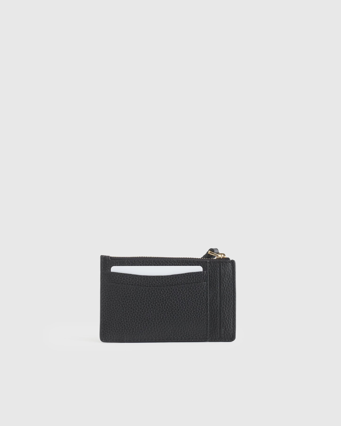Italian Leather Card Case Wristlet - One Size / Black
