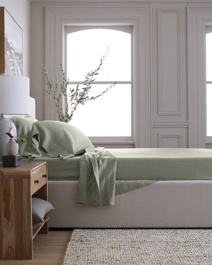 European Linen Sheet Set - Twin / Peach