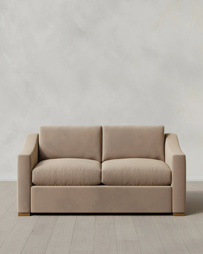 Hollis Slope Arm Sofa in Performance Velvet - 72" / Ivory