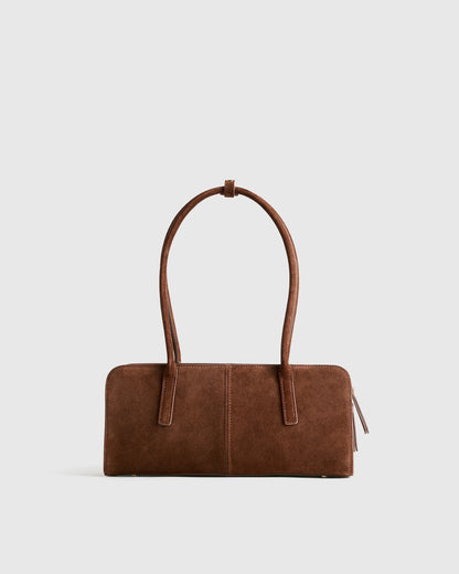 Italian Suede East-West Shoulder Bag - One Size / Whiskey