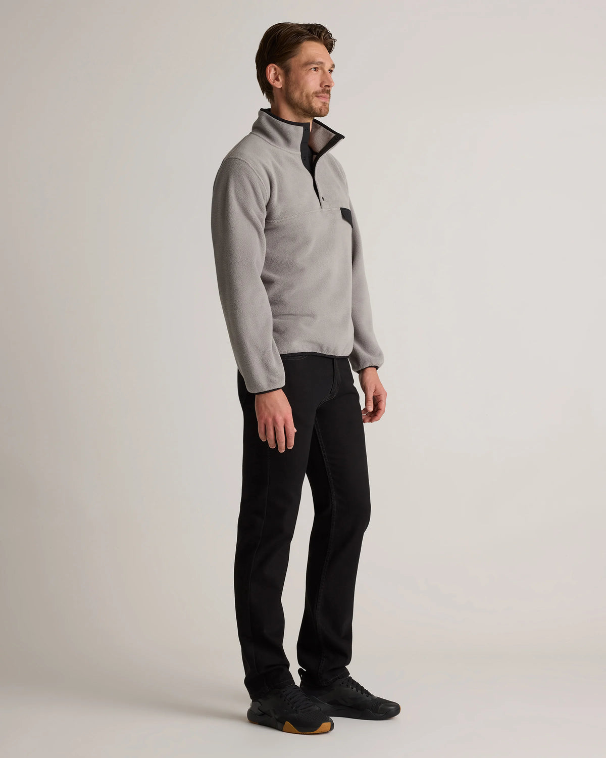 Polar Fleece Snap Pullover - S / Bold Black