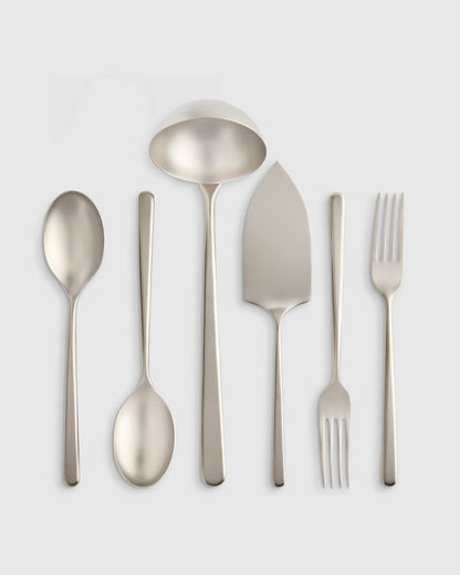 Gia Minimalist 6 Piece Serving Utensil Set - One Size / Polished Stainless Steel