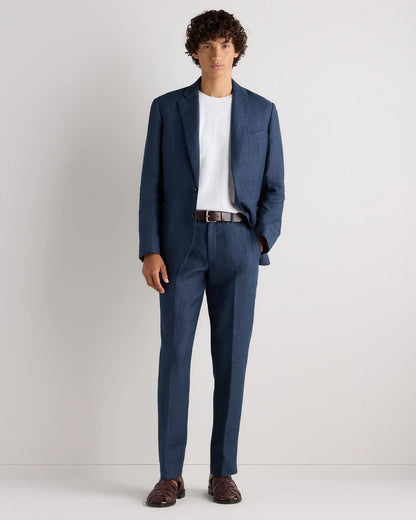 100% European Linen Tailored Dress Pants - 30X30 / Washed Navy