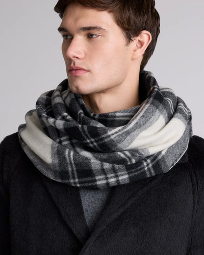 Mongolian Cashmere Tartan Scarf - One Size / Neutral Tartan