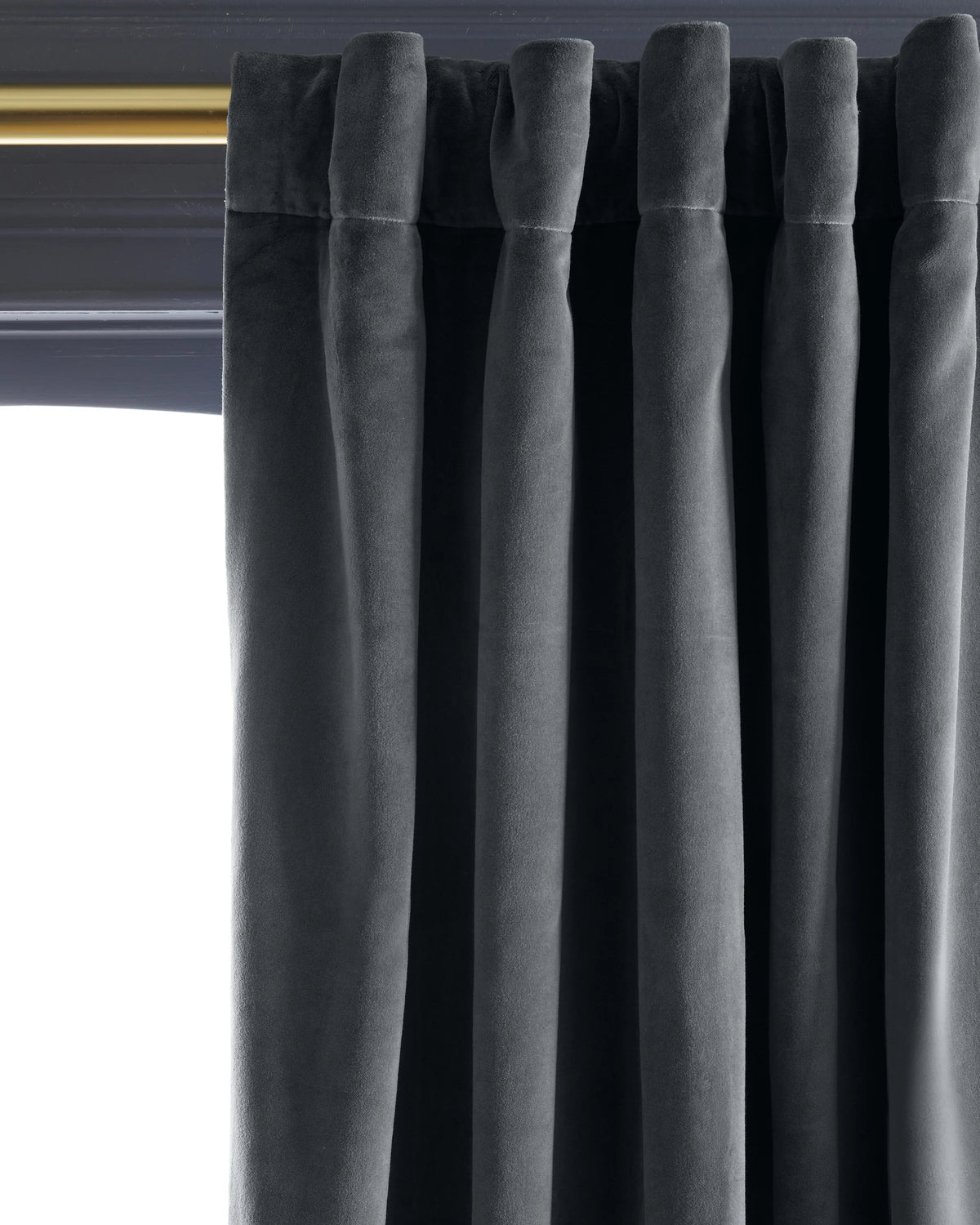 Cotton Velvet Curtain - Single Panel - 48x84 / Ivory