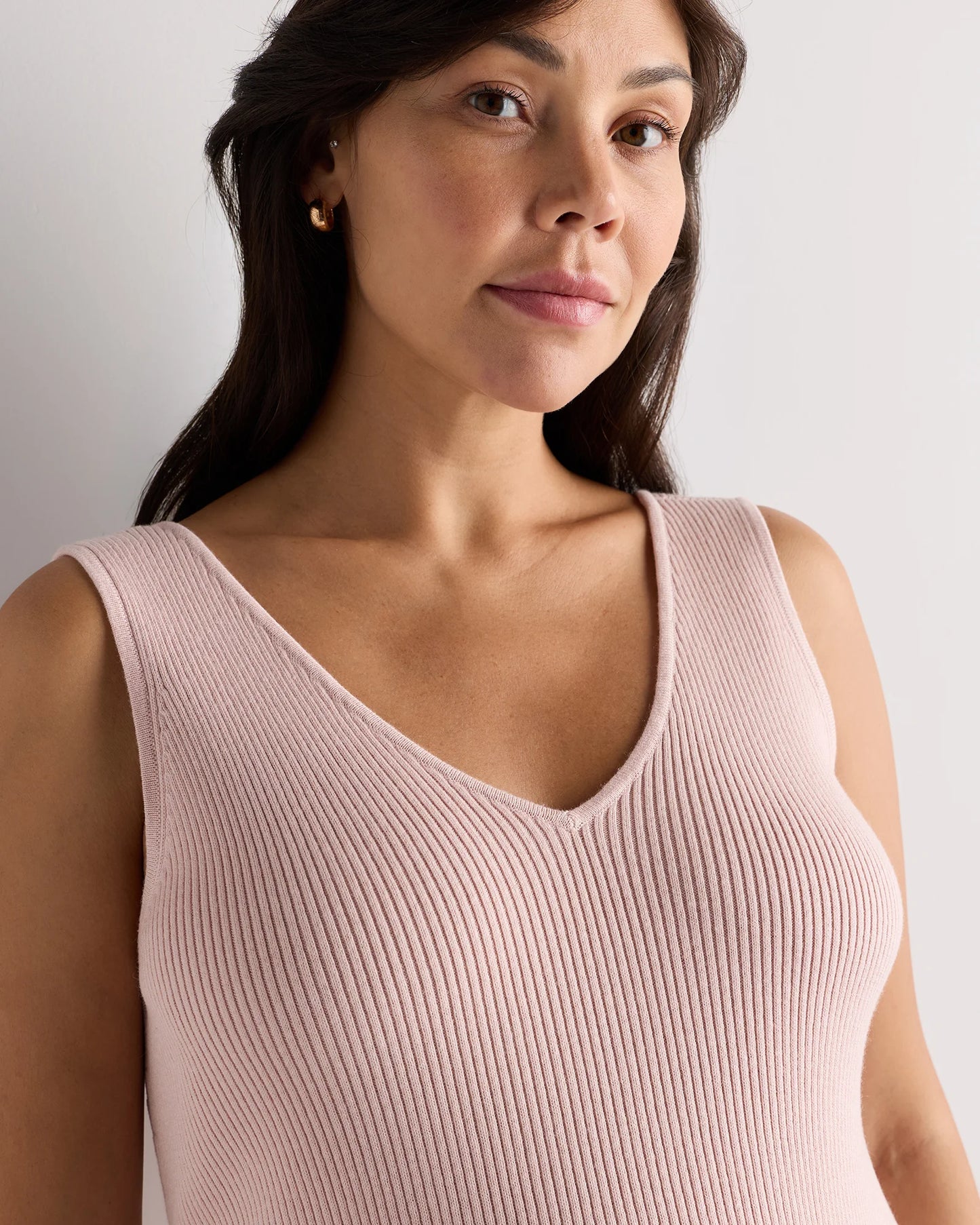 Cotton Cashmere Maternity and Nursing V-Neck Tank - XS / Mocha Heather