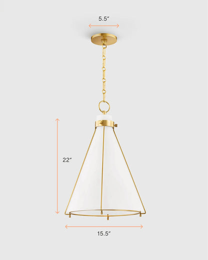 Iron and Opal Glass Conical Pendant Light - One Size / Brass