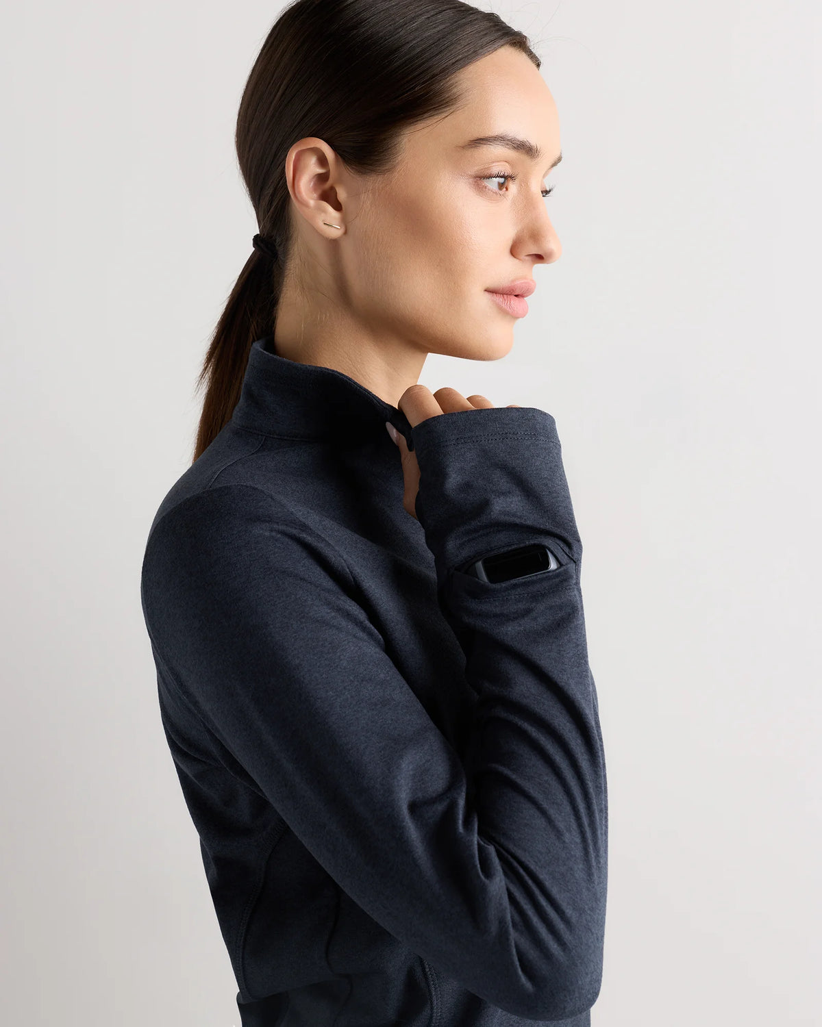 Flowknit Quarter-Zip Pullover - XS / Heather Deep Navy