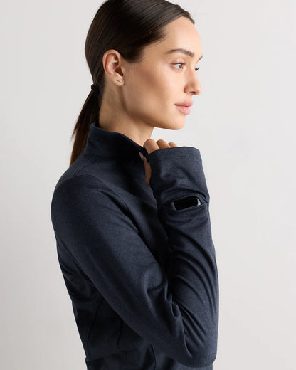 Flowknit Quarter-Zip Pullover - XS / Heather Deep Navy