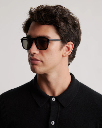 Jude Polarized Acetate Sunglasses - One Size / Black with Green lens