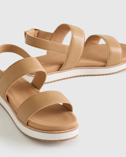 Italian Leather Platform Sandal - 5 / Bone
