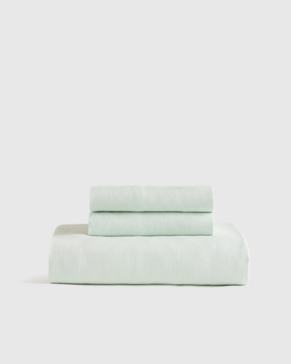 European Linen Fitted Sheet Set - Twin / Peach