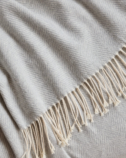 Lightweight Italian Cotton Herringbone Throw - One Size / Mushroom