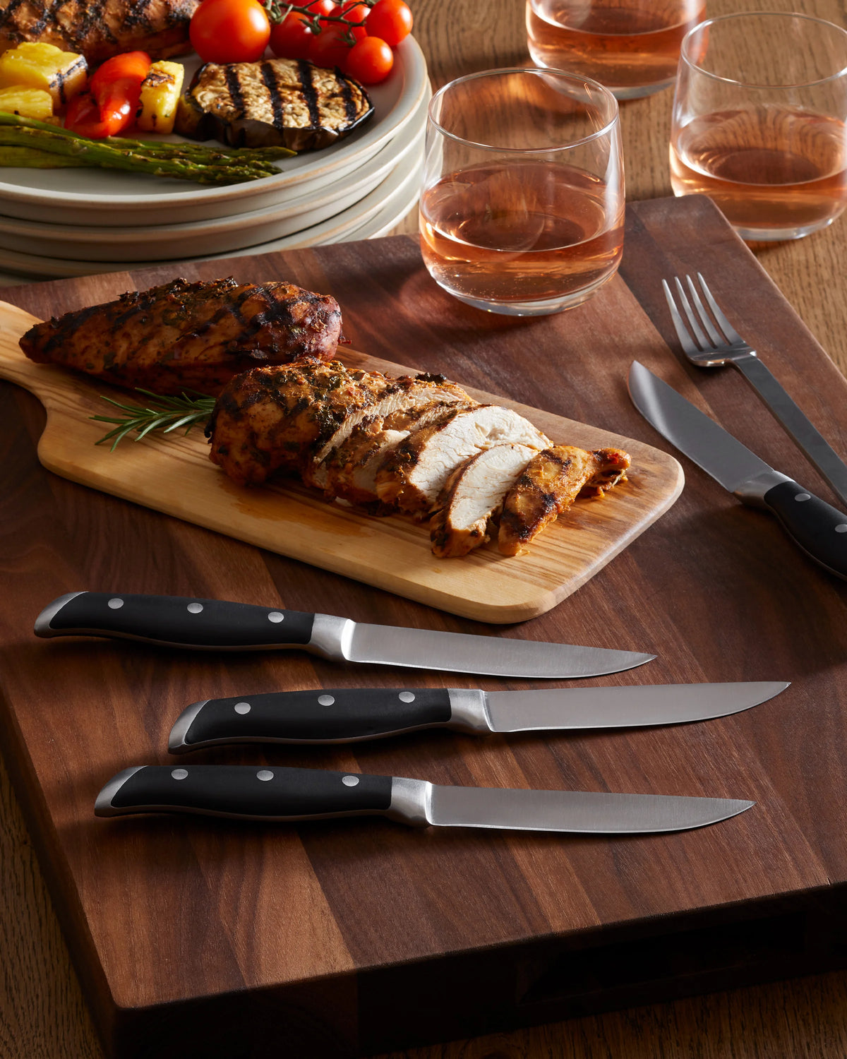 German Stainless Steel Steak Knife Set - One Size / Black