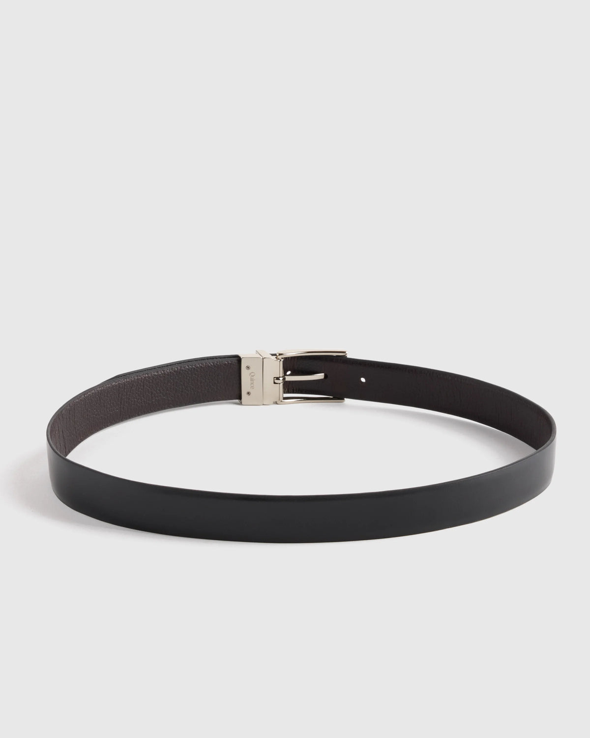 Owen Calfskin Leather Reversible Dress Belt - 30 / Black/Black