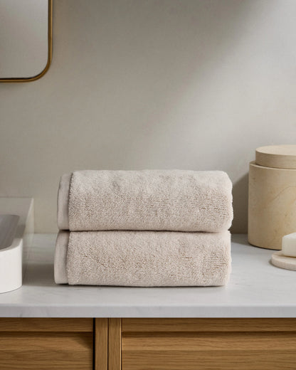 Plush Organic Turkish Cotton Hand Towel (Set of 2) - One Size / White
