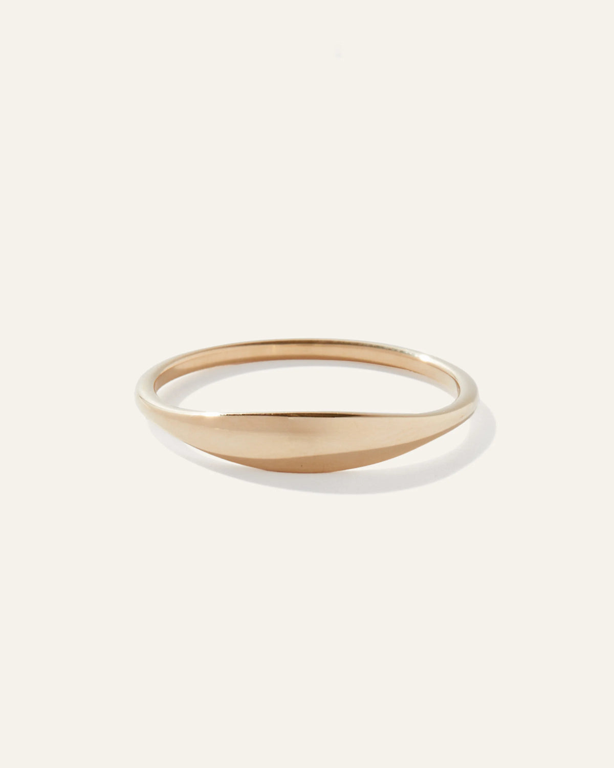 14k Gold Slim Signet Ring - 4 / Yellow Gold