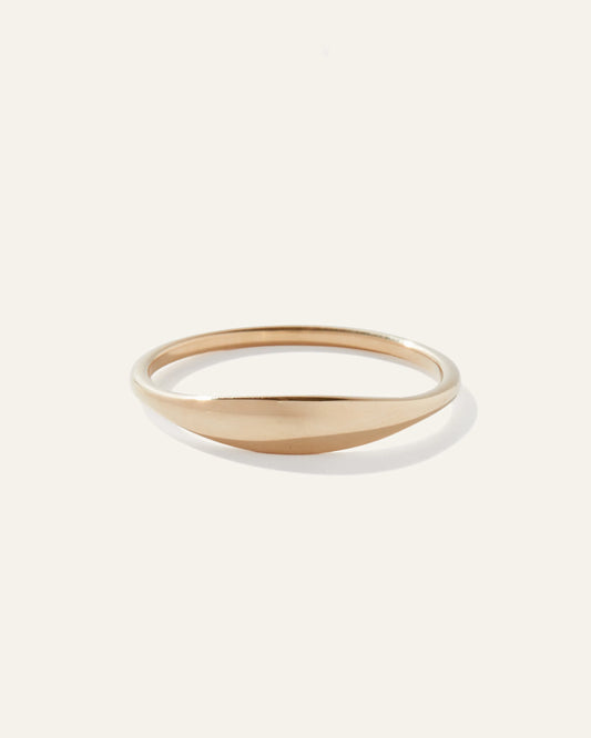 14k Gold Slim Signet Ring - 4 / Yellow Gold