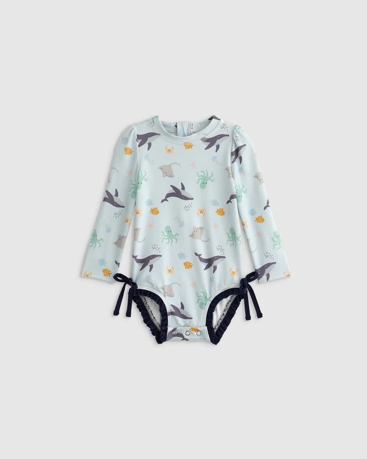 Long Sleeve Tie One-Piece Swimsuit - 2T / Soft Ditsy Floral