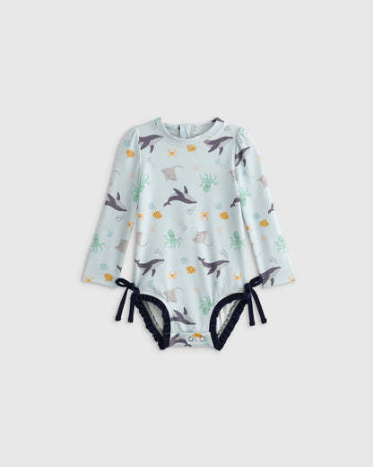 Long Sleeve Tie One-Piece Swimsuit - 2T / Soft Ditsy Floral