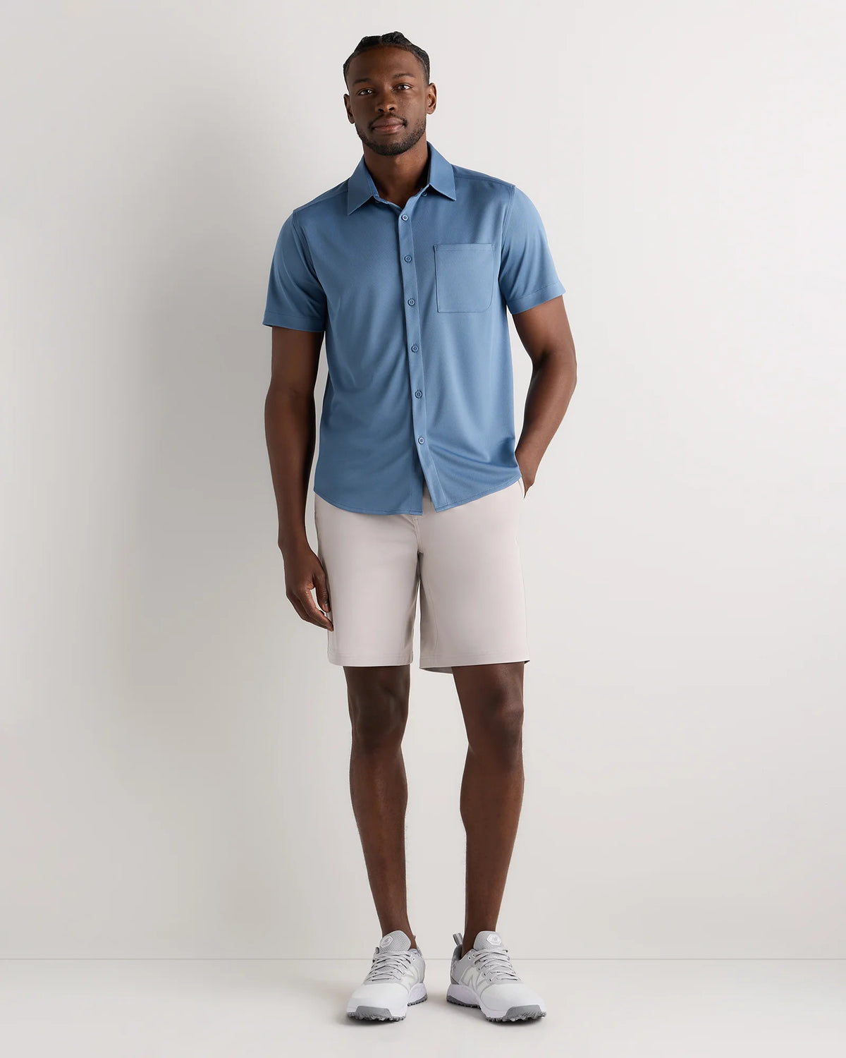 Commuter Stretch Pique Short Sleeve Button Down - S / Black