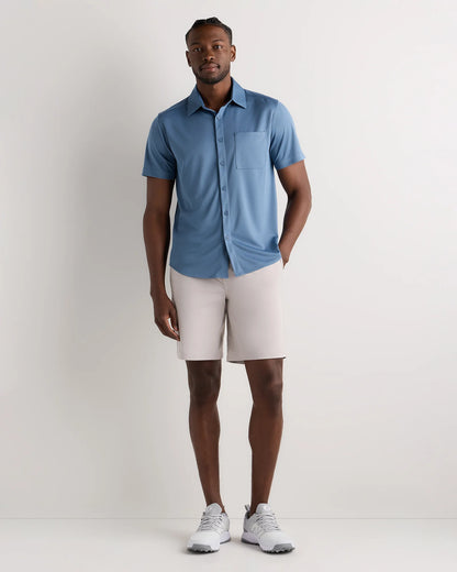 Commuter Stretch Pique Short Sleeve Button Down - S / Black