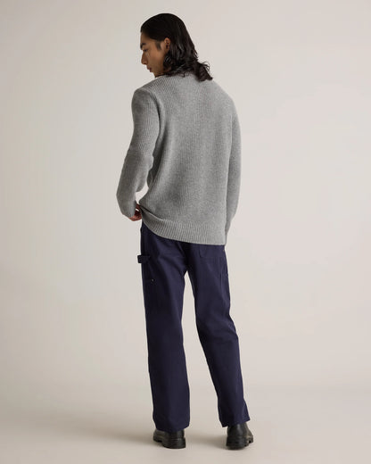 Mongolian Cashmere Waffle Quarter Button Sweater - S / Elk Brown