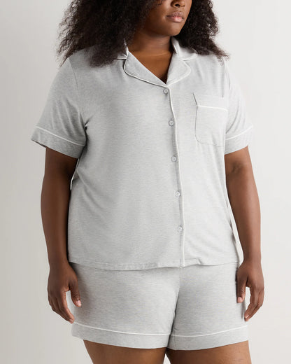 Bamboo Jersey Short Sleeve Pajama Set - 1X / Black