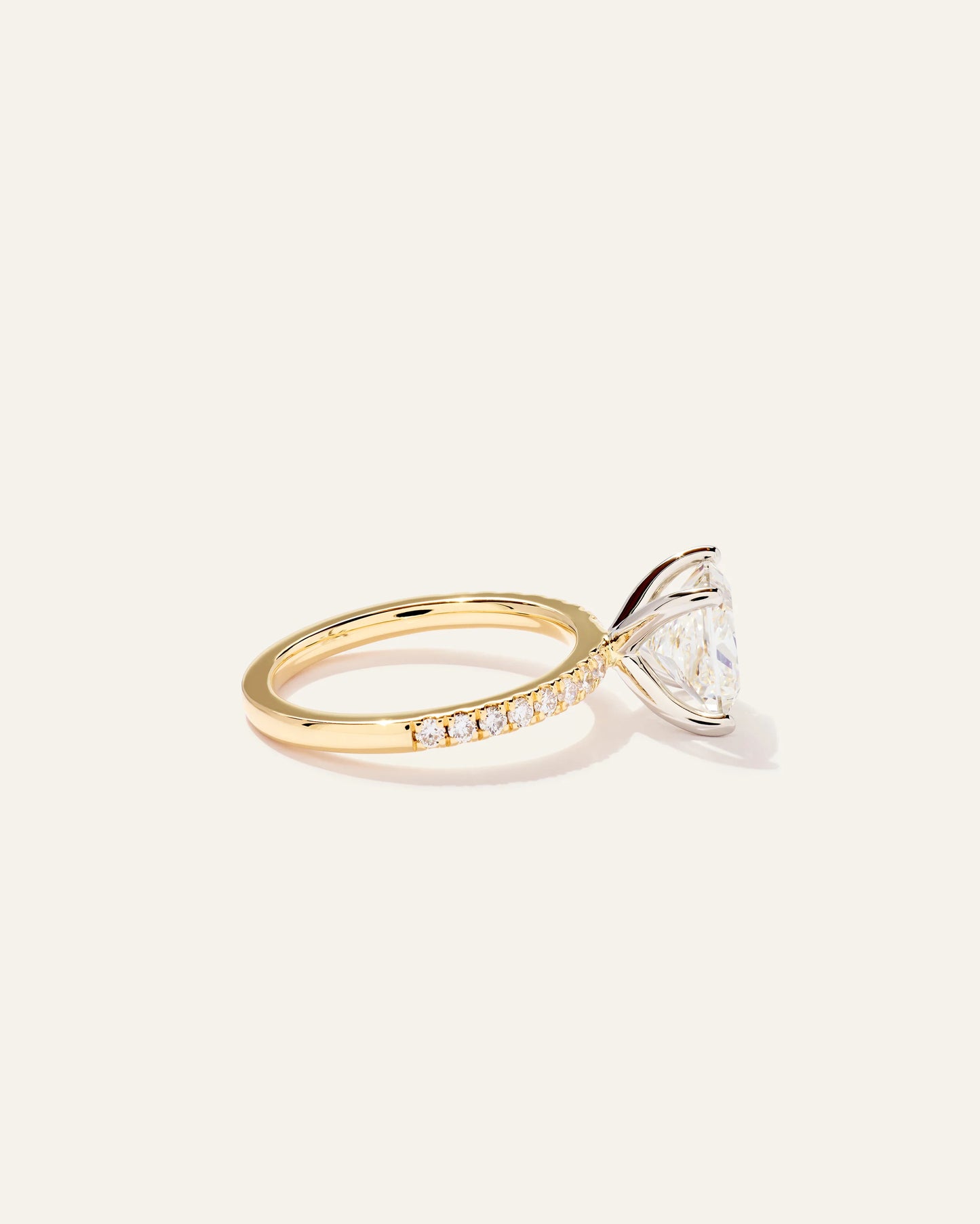 Lab Grown Diamond Princess Petite Pave Engagement Ring - 2.5ct - 4 / Yellow Gold