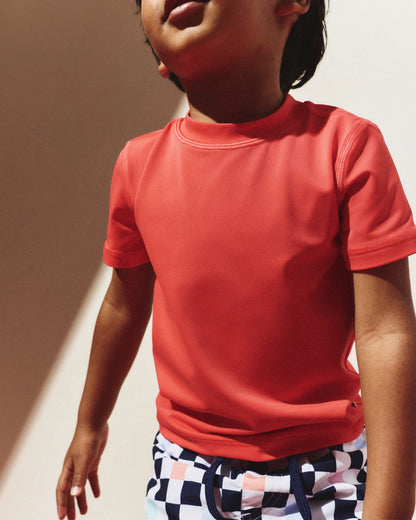 Short Sleeve Rash Guard Top - 2T / Coral Orange