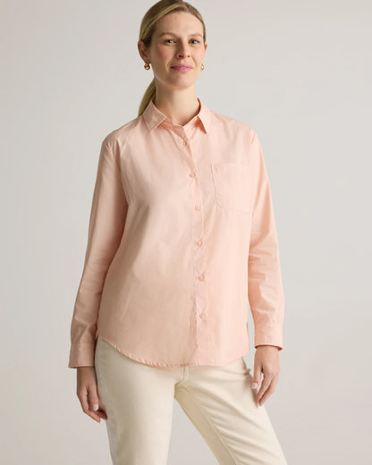 100% Organic Cotton Poplin Maternity Long Sleeve Shirt - XS / Classic White