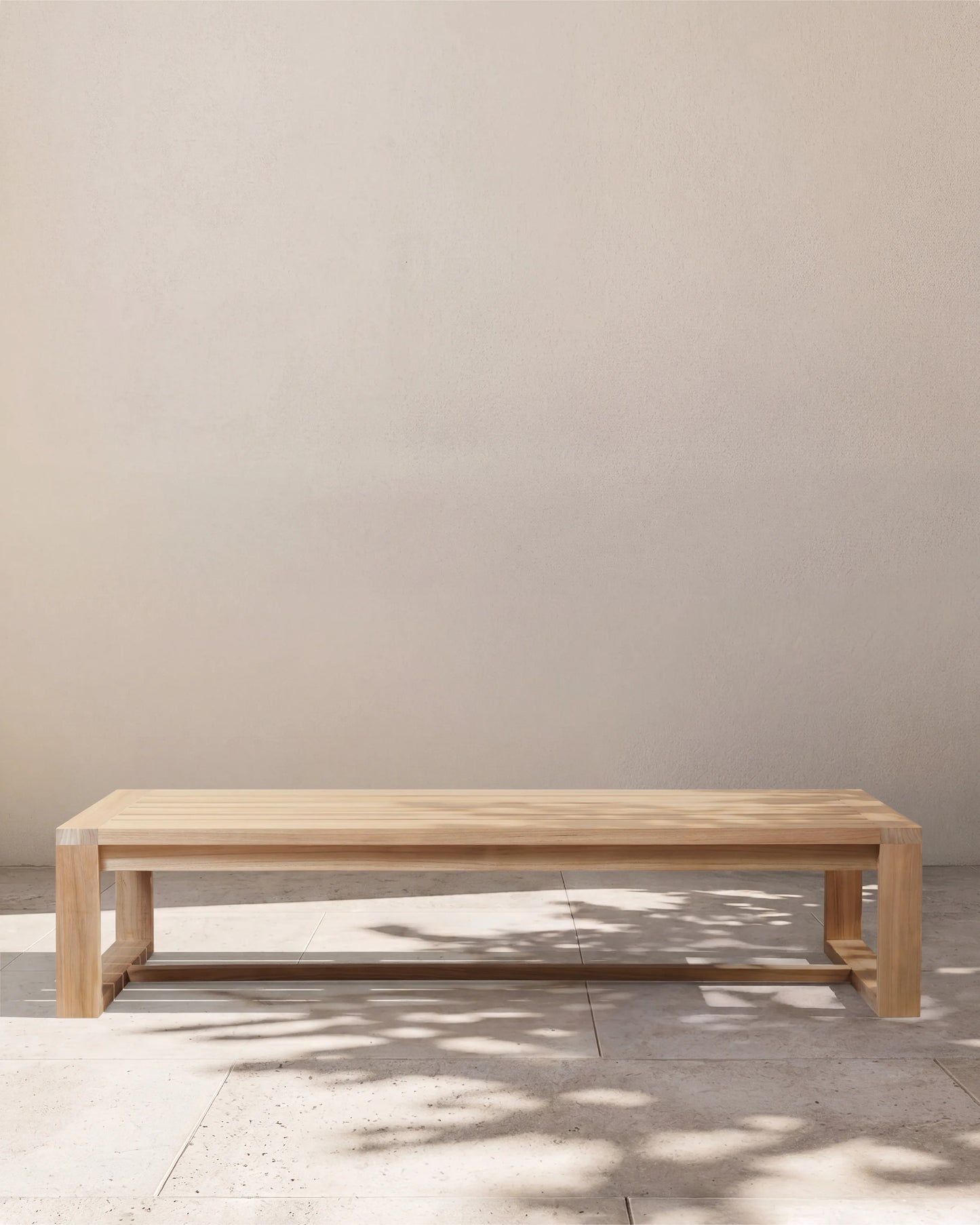Linear Solid Teak Outdoor Coffee Table - One Size / Natural Teak
