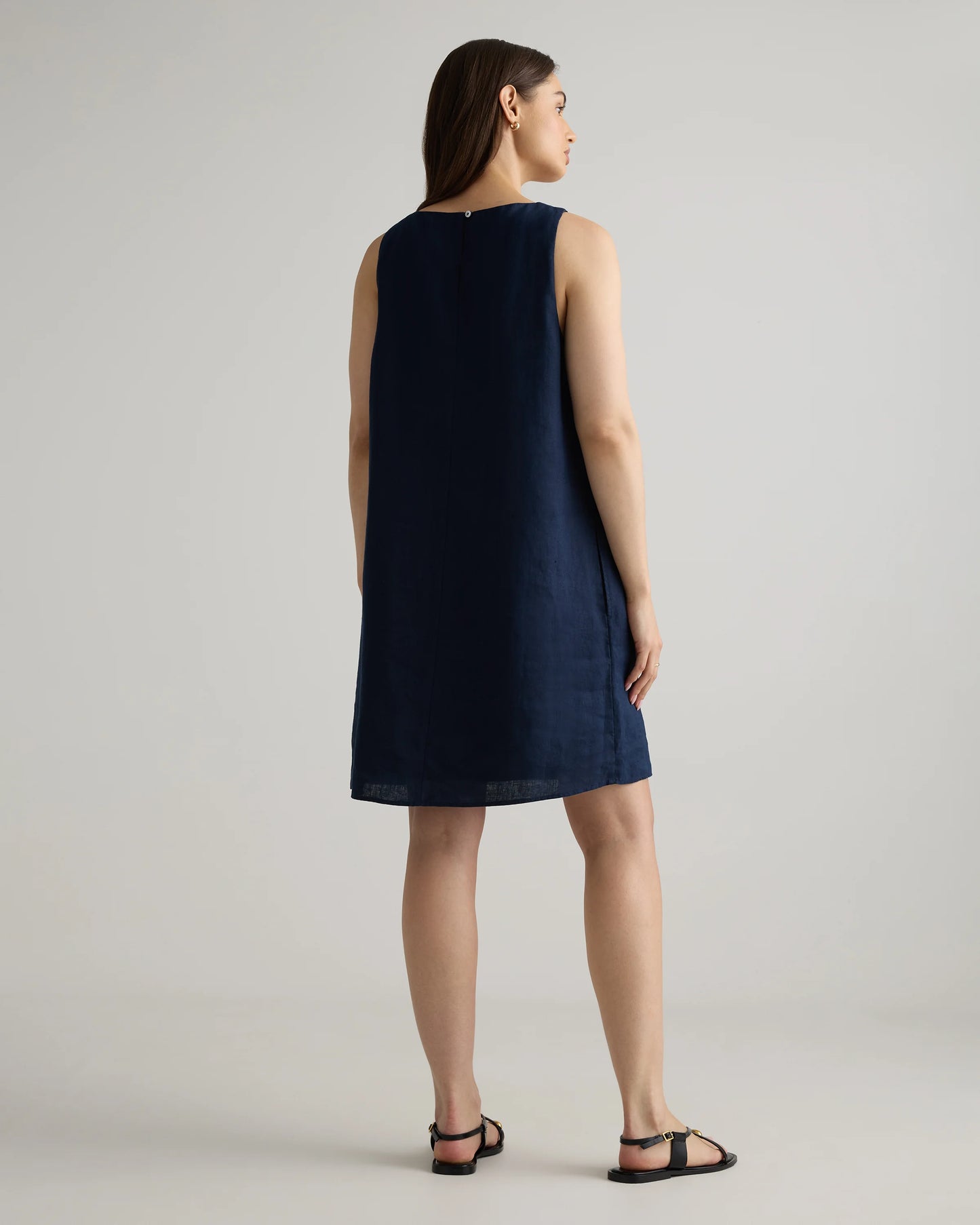 100% European Linen Tank Mini Dress - XS / Martini Olive
