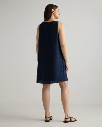 100% European Linen Tank Mini Dress - XS / Martini Olive