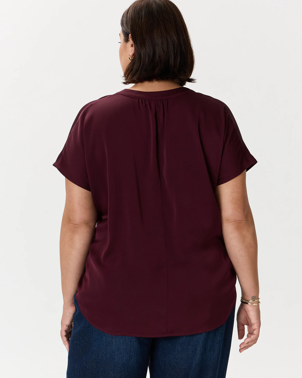 Washable Stretch Silk Dolman Sleeve Blouse - 1X / Black