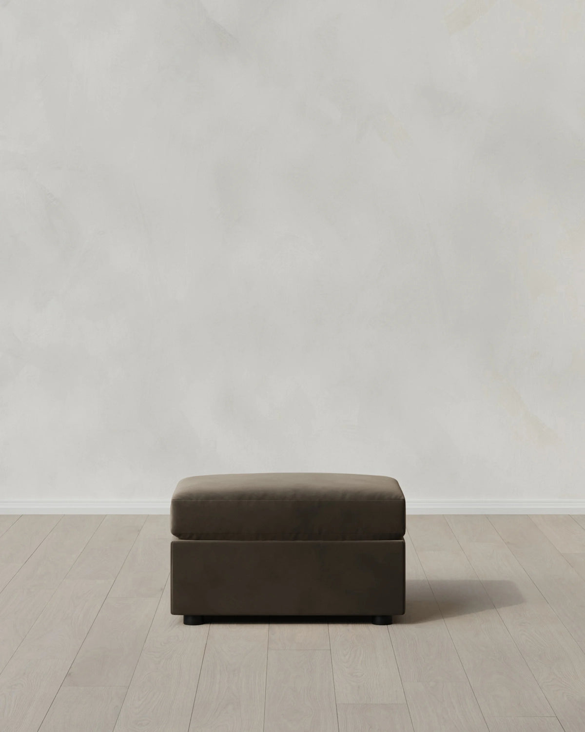 Brennan Ottoman in Performance Velvet - One Size / Taupe