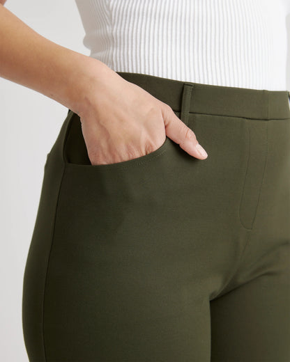 Ultra-Stretch Ponte Straight Leg 4-Pocket Pants - XS / Olive