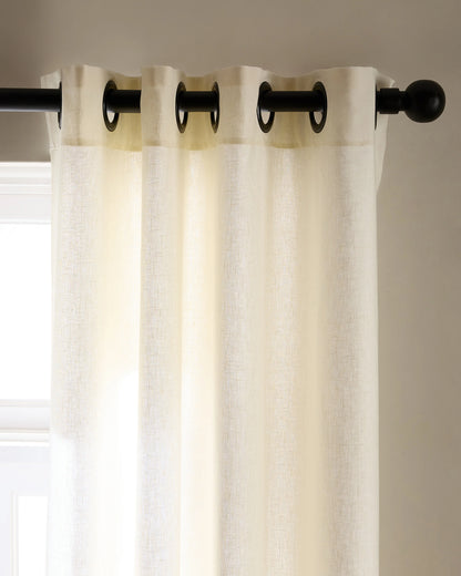 European Linen Grommet Curtain - Single Panel - 48x84 / White
