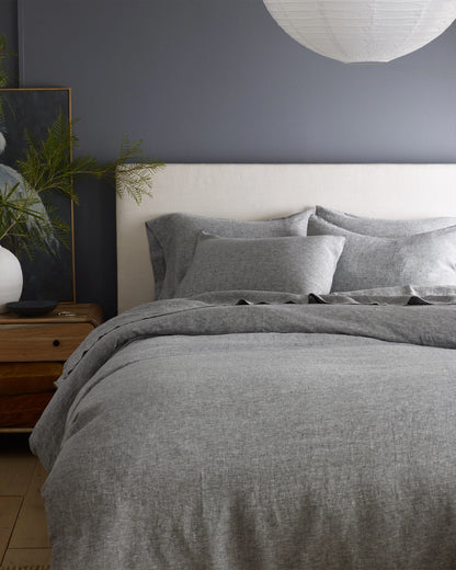 European Linen Chambray Deluxe Bedding Bundle - Twin / Charcoal