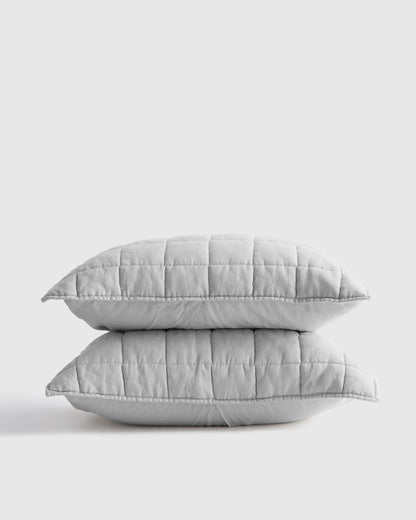 European Linen Box Quilted Sham Set - Standard / White