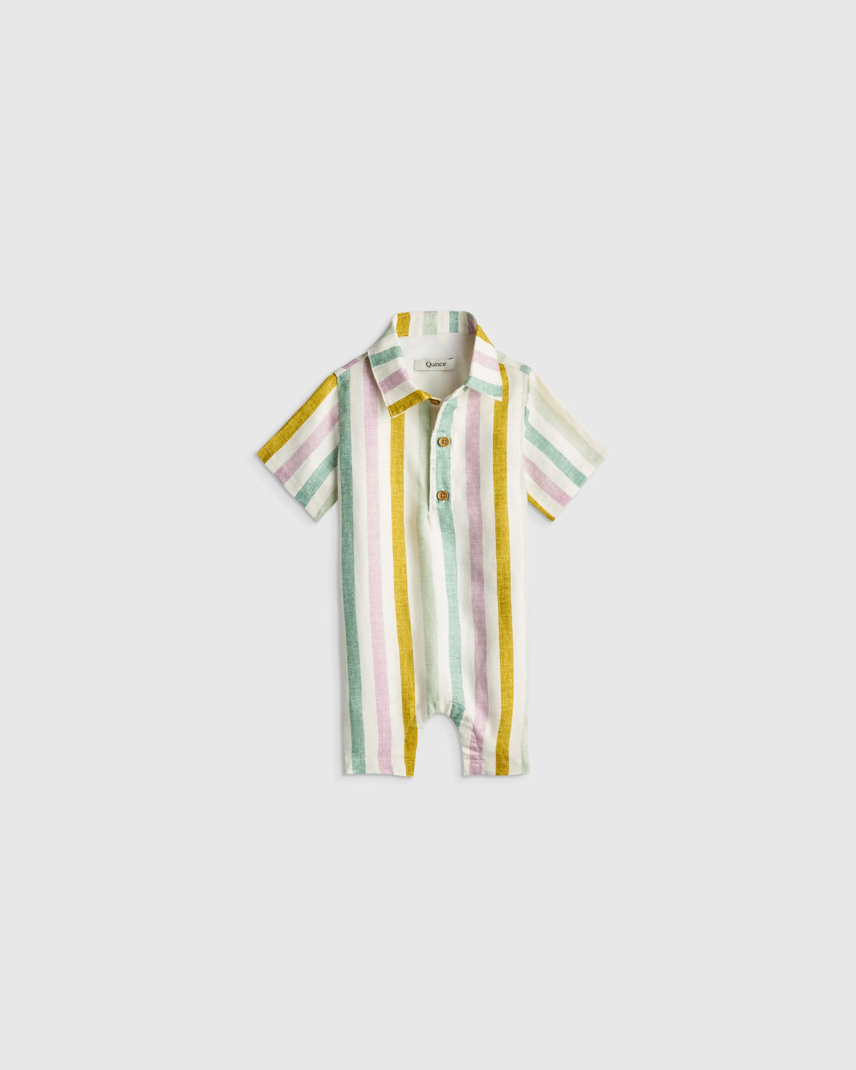 100% Linen Button Front Romper - 0-3M / Picnic Gingham