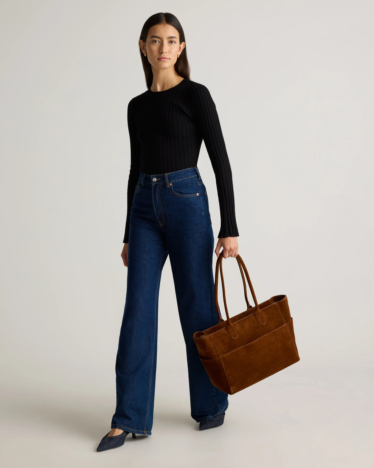 Hudson Suede Tote - One Size / Chocolate Brown