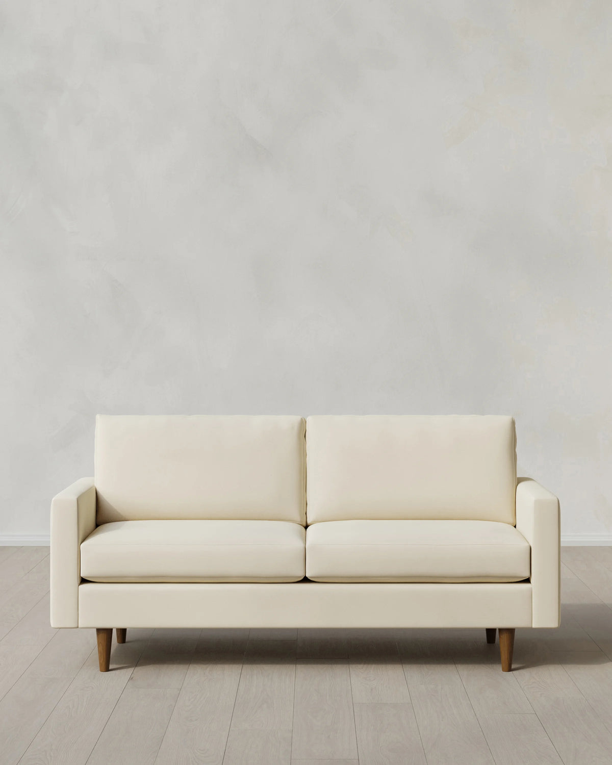 Atlas Midcentury Sofa in Performance Velvet - 6ft / Ivory
